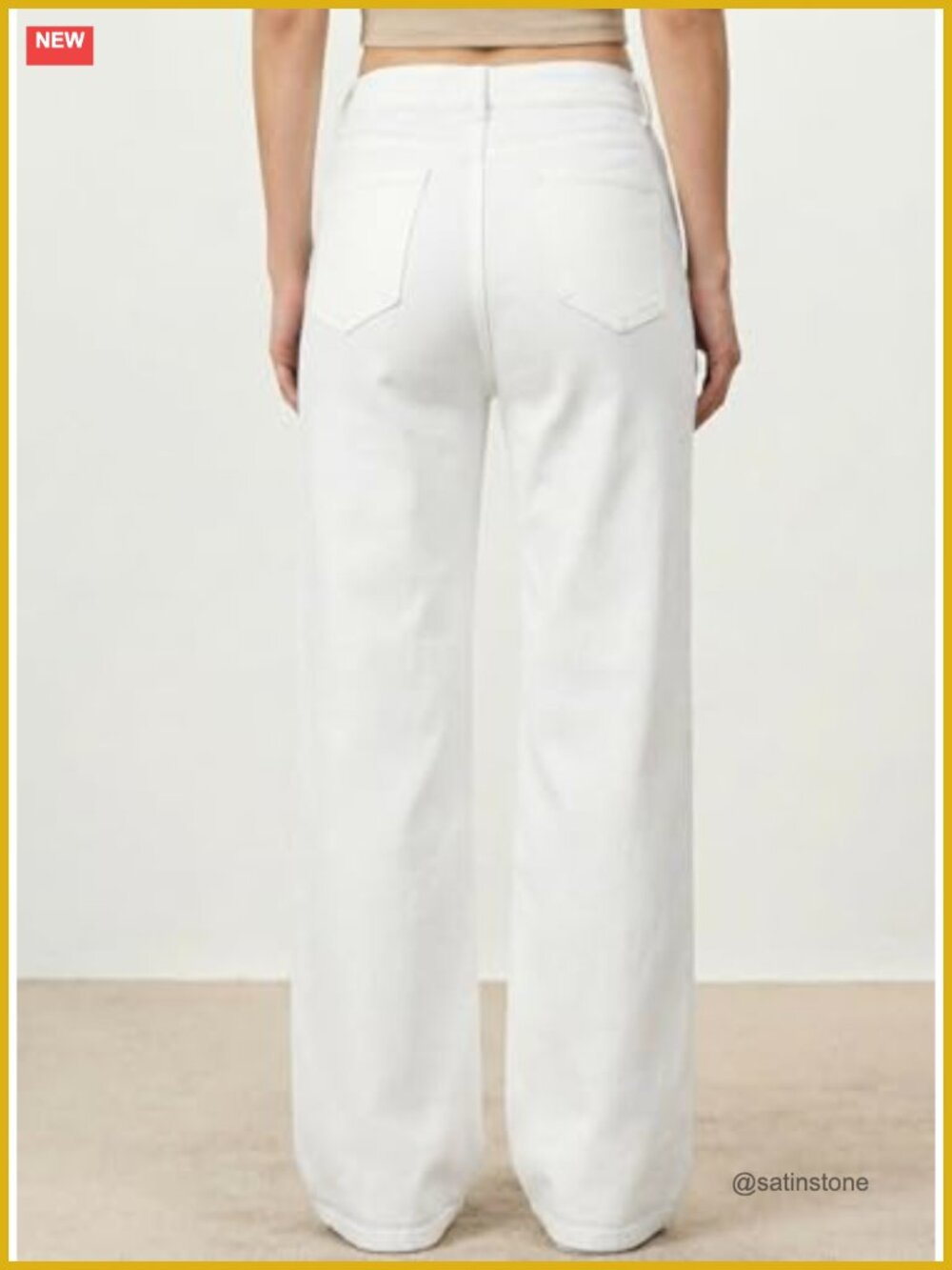 High Waisted Wide Leg Jeans Front Seam Straight Denim Pants - Picture 2 of 6